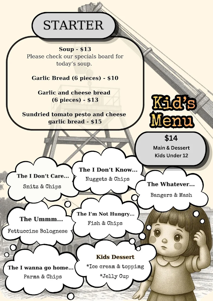 Menu, Wonthaggi Hotel