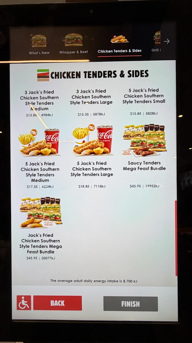 Menu, Hungry Jack's Burgers Elizabeth Street