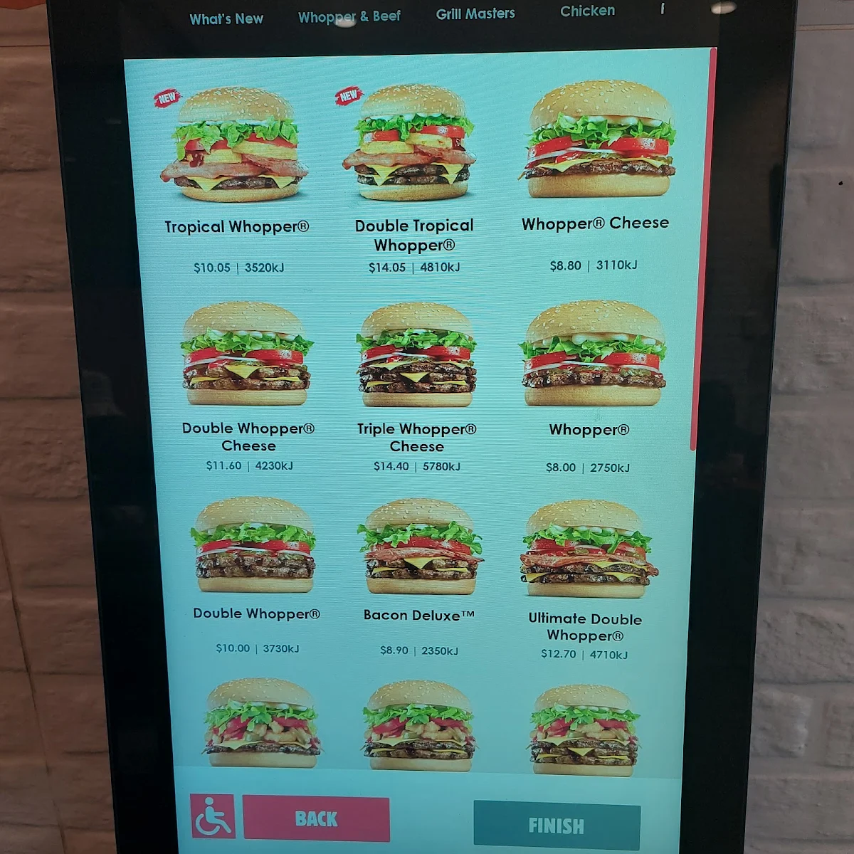 Menu, Hungry Jack's Burgers Elizabeth Street