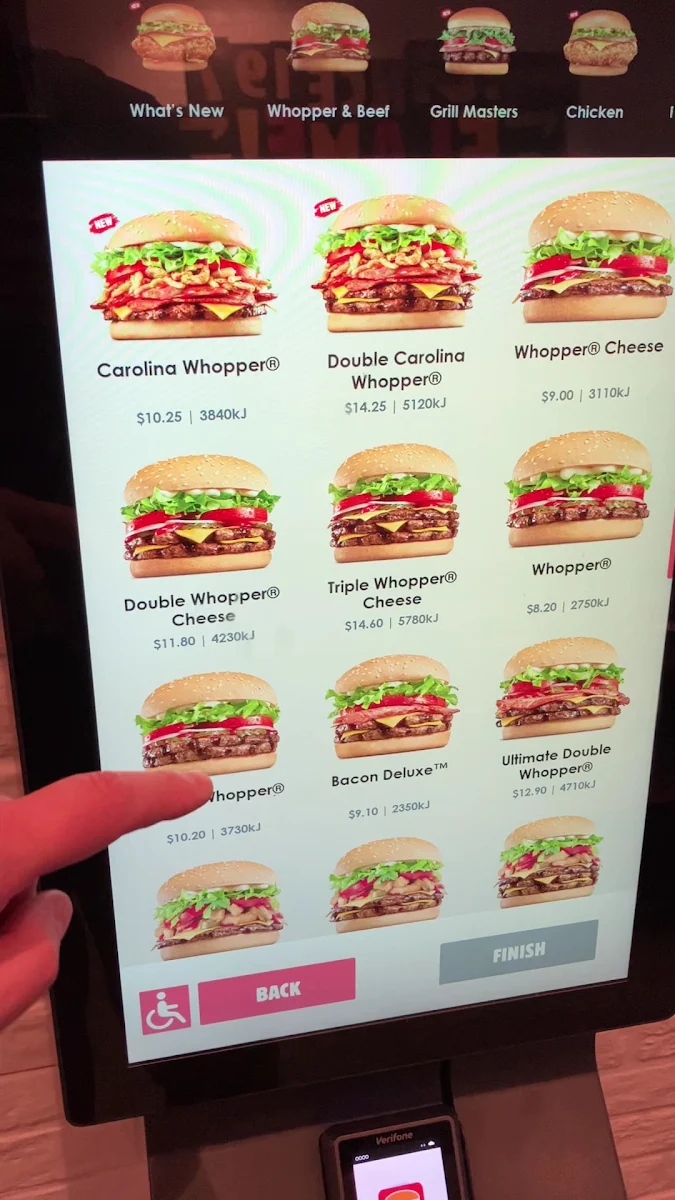 Menu, Hungry Jack's Burgers Elizabeth Street