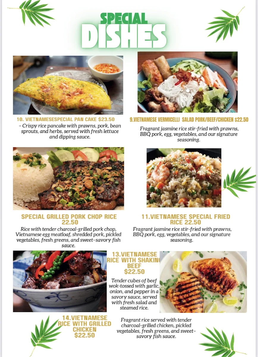 Menu, Saigon Cuisine Corner