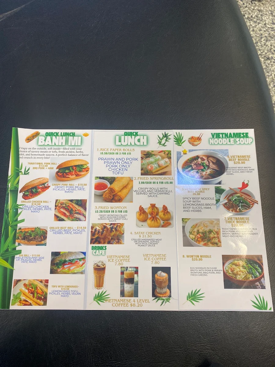 Menu, Saigon Cuisine Corner