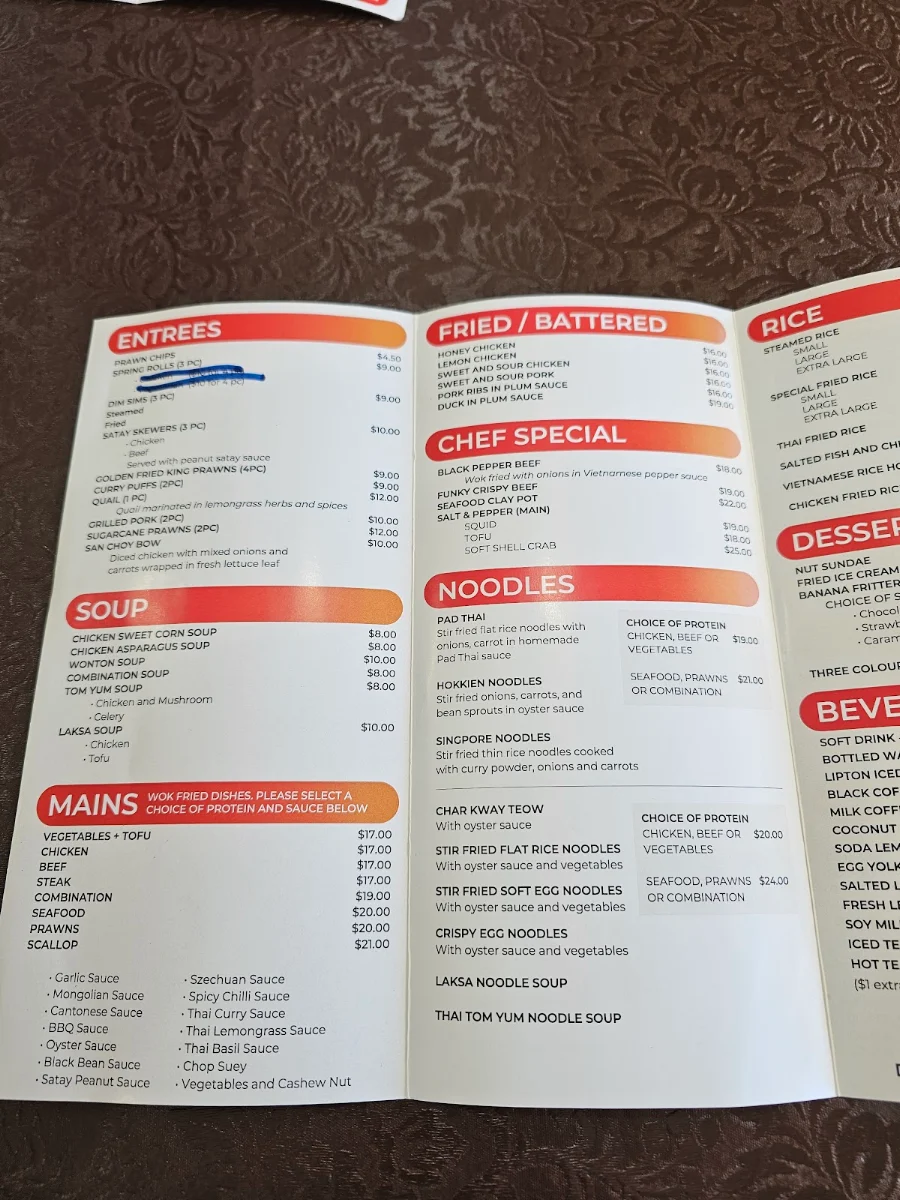 Menu, Pho Hong Tam