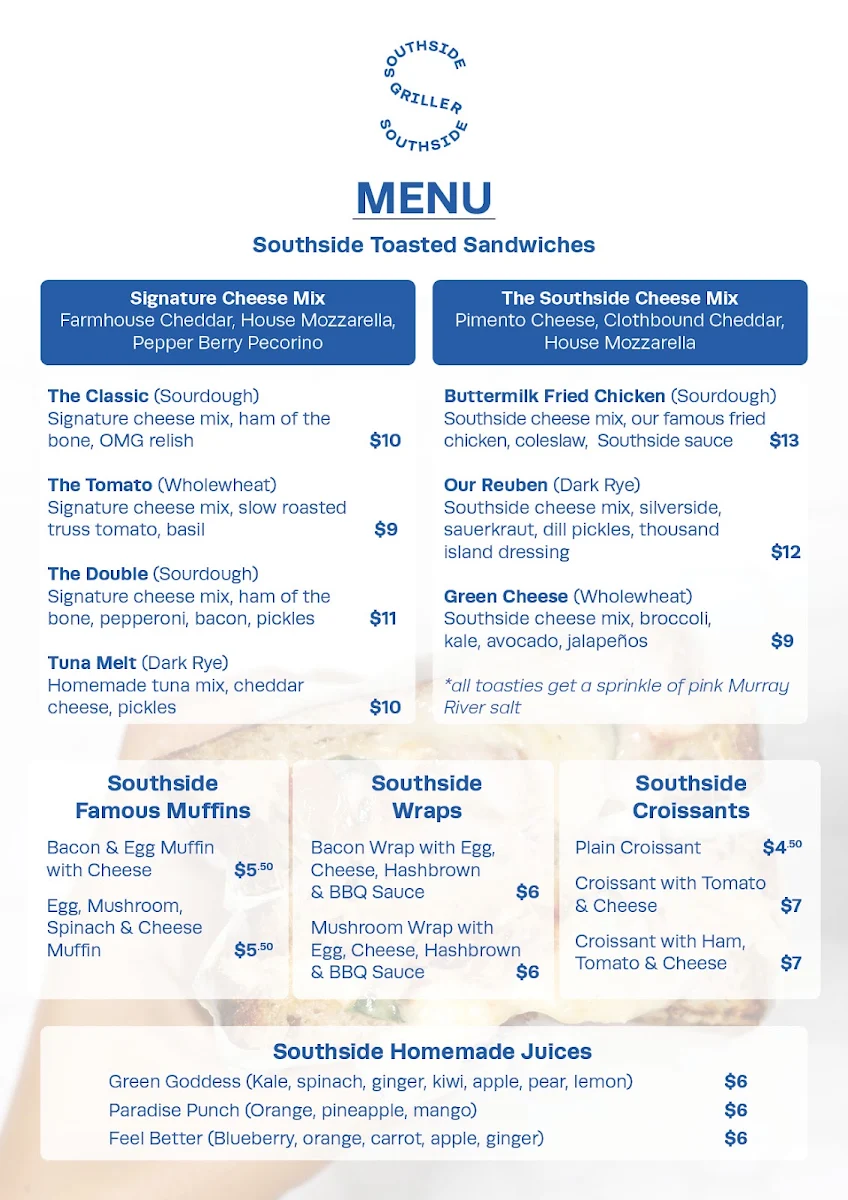 Menu, Southside Griller