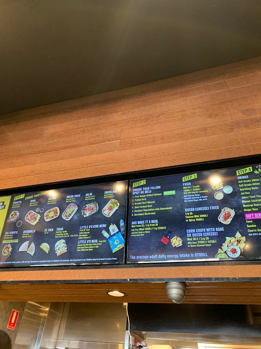 Menu, Guzman y Gomez - Bundaberg