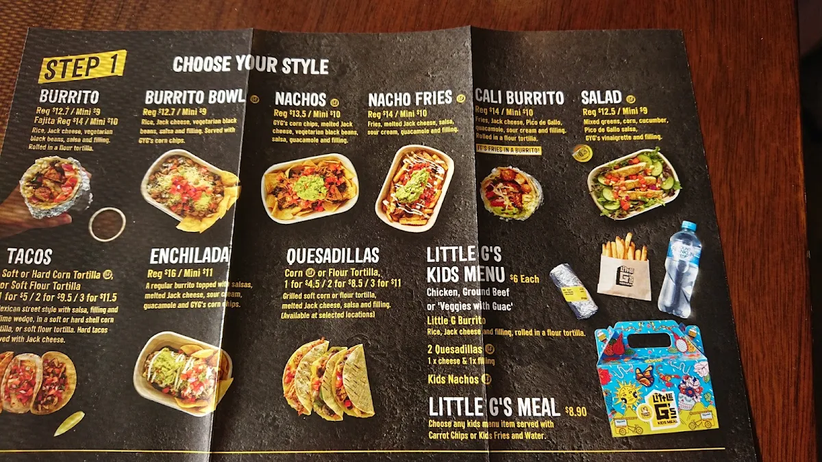 Menu, Guzman y Gomez - Bundaberg