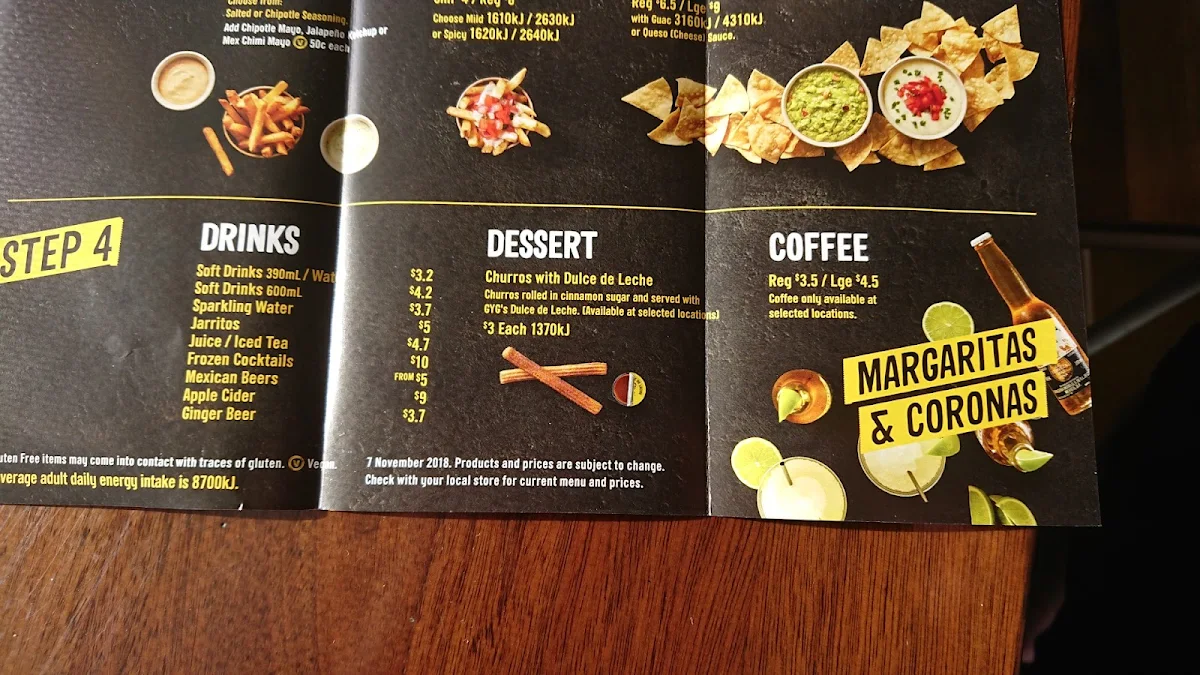 Menu, Guzman y Gomez - Bundaberg