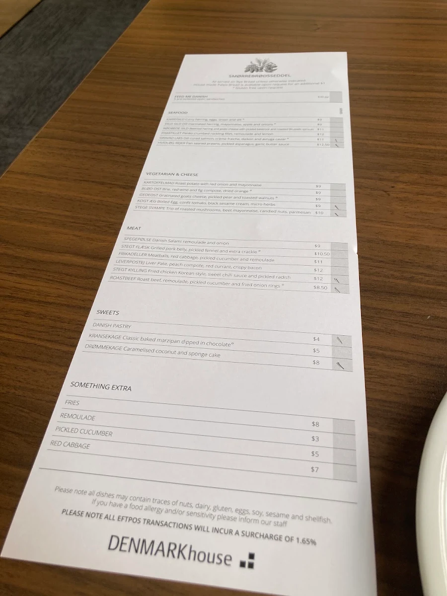Menu, Denmark House