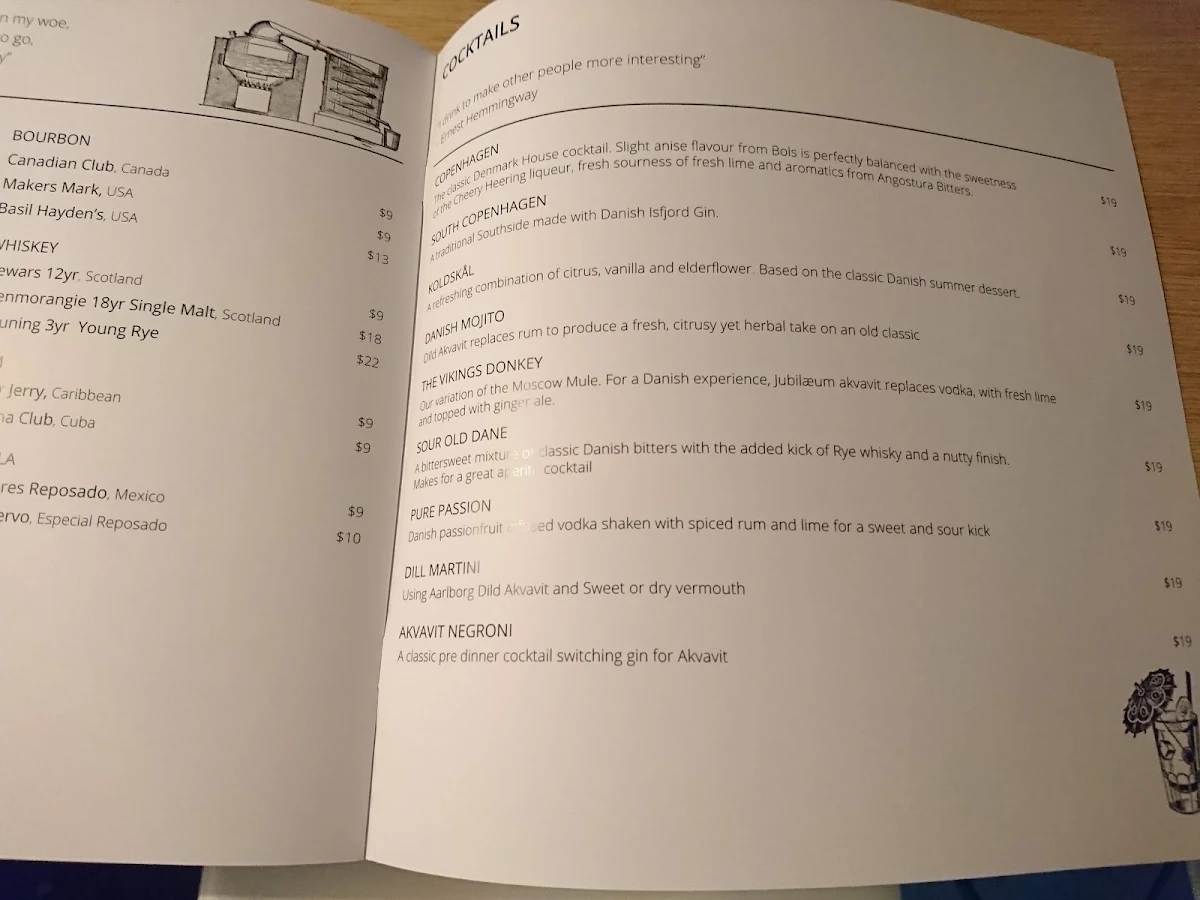 Menu, Denmark House
