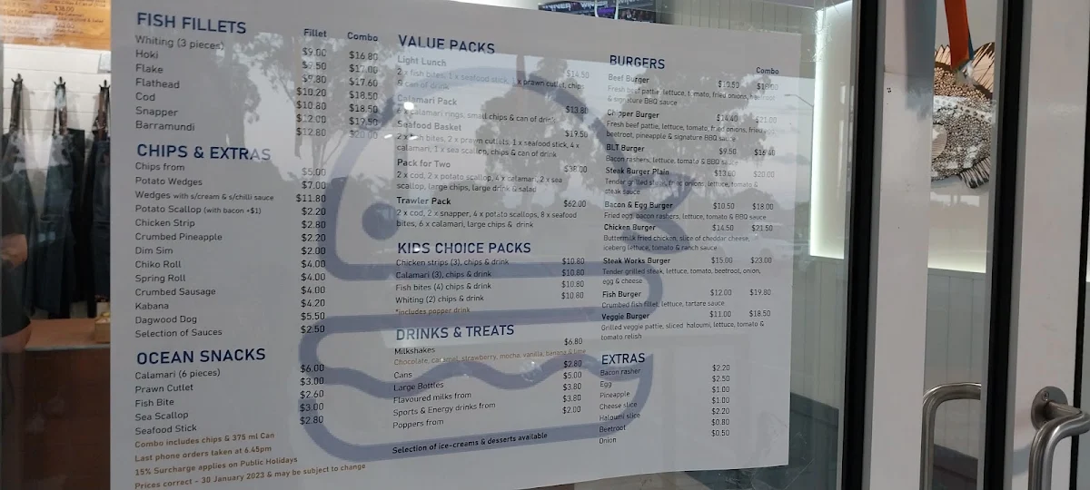 Menu, The Bay Chipper - Fish & Chips, Burgers 🐟🍟🍔