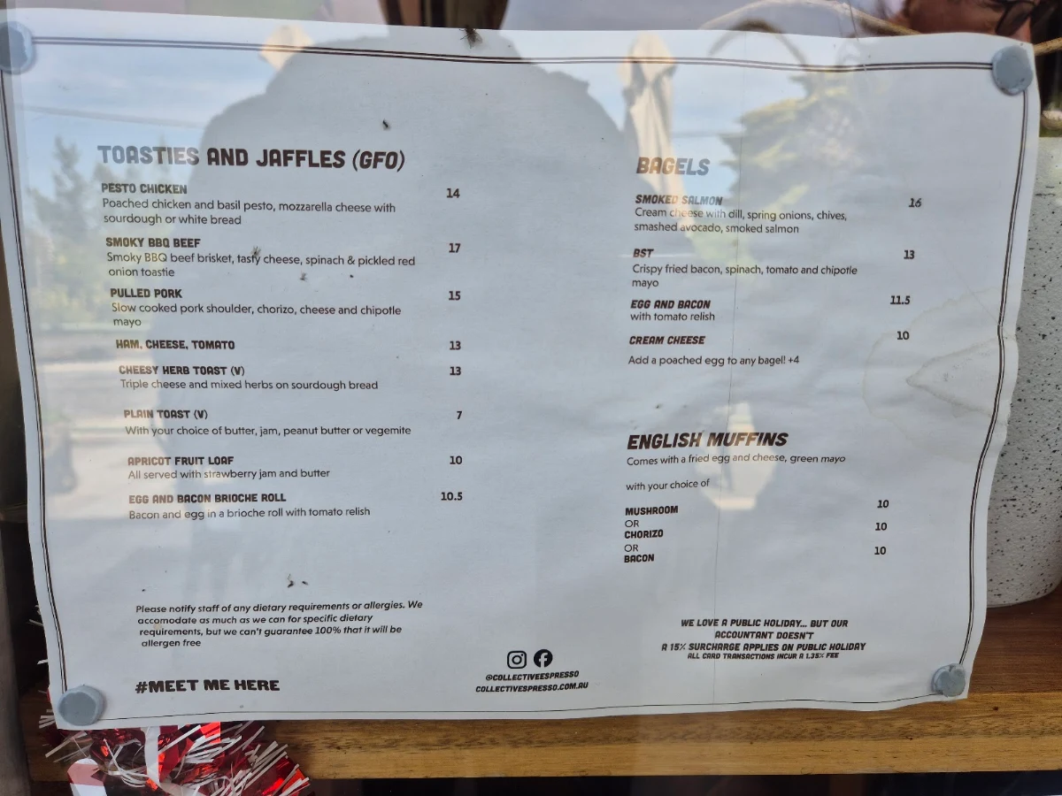 Menu, Collective Espresso
