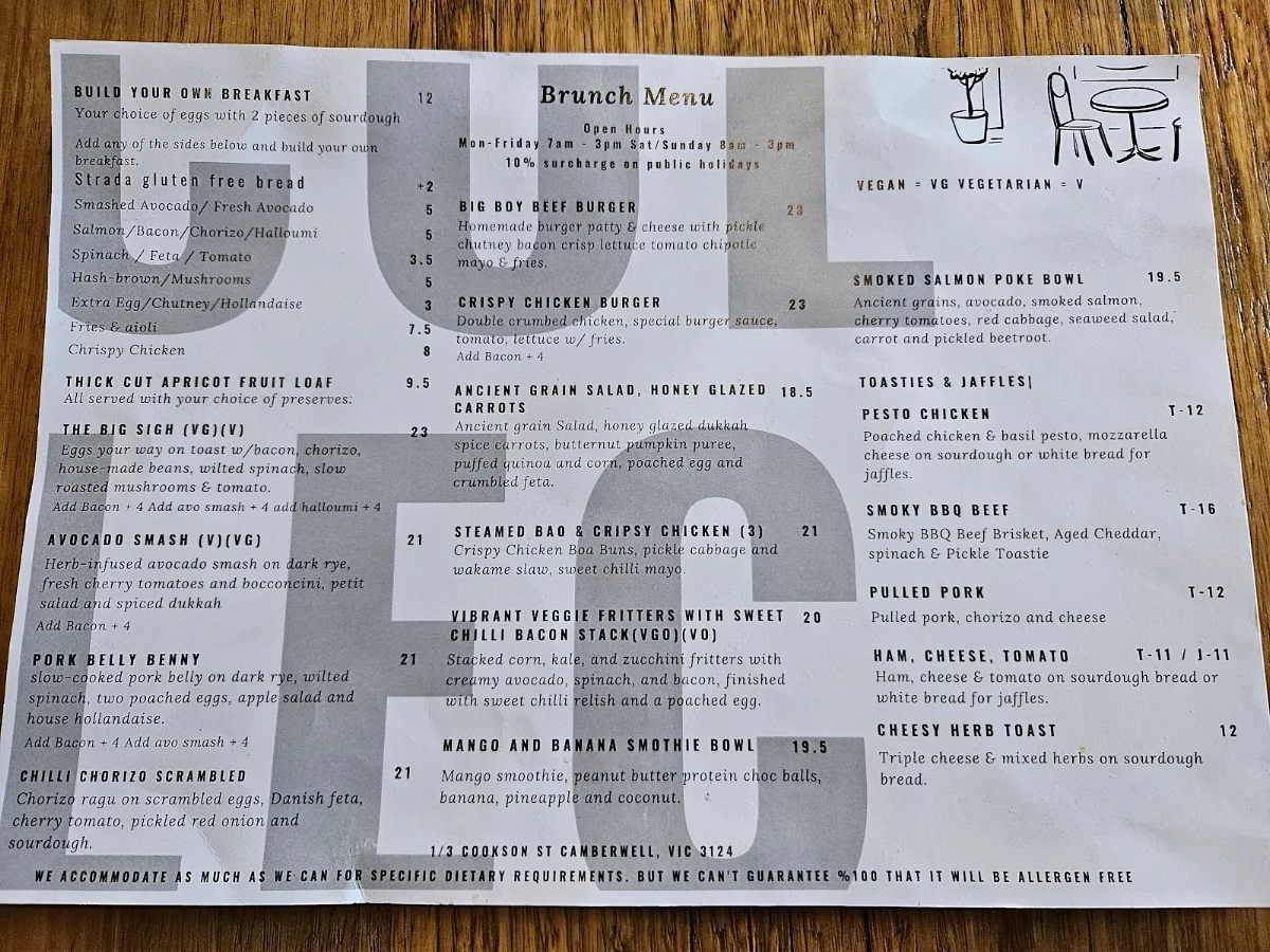 Menu, Collective Espresso
