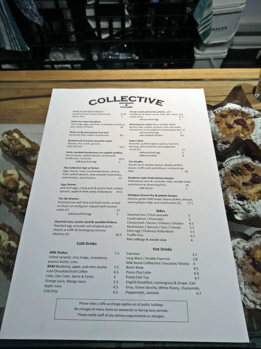 Menu, Collective Espresso