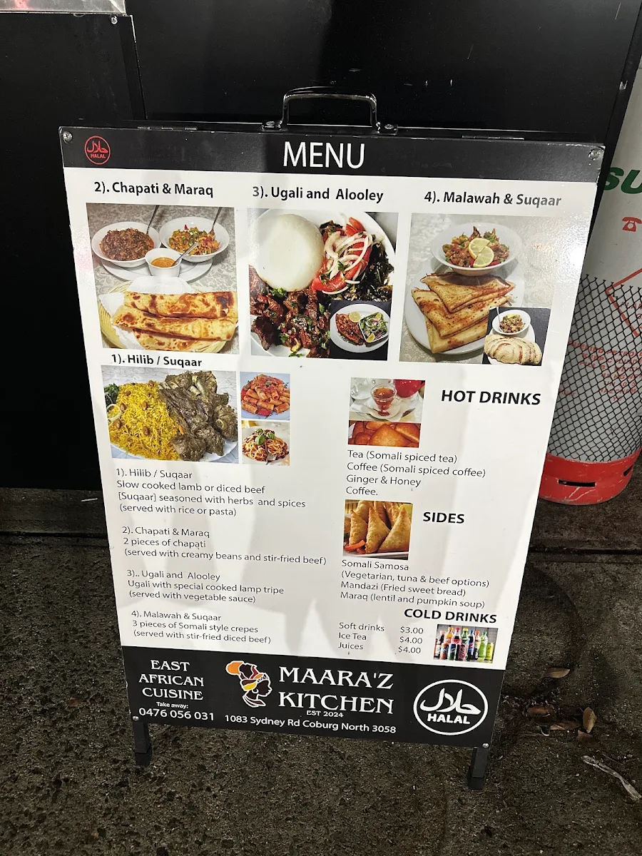 Menu, Maaraz Kitchen