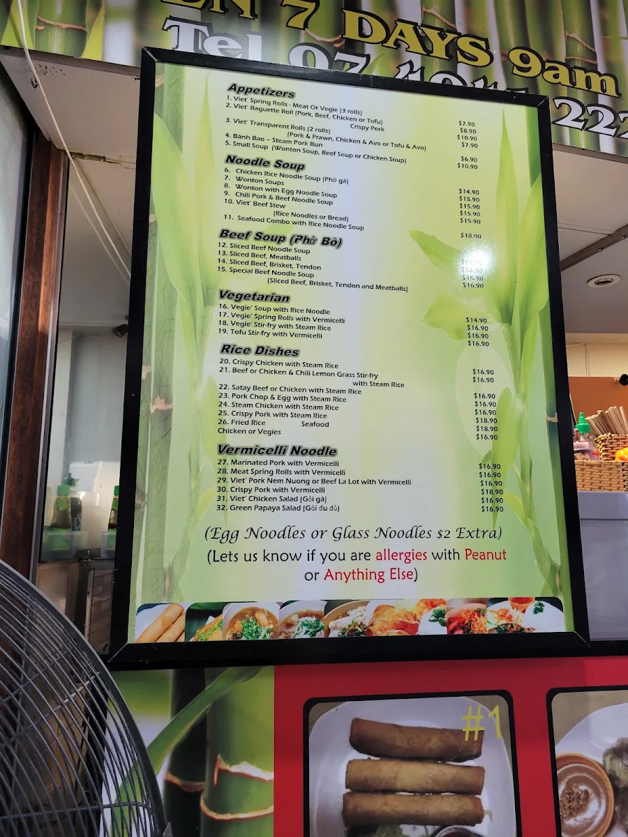 Menu, Pho Viet @ Orchid Plaza