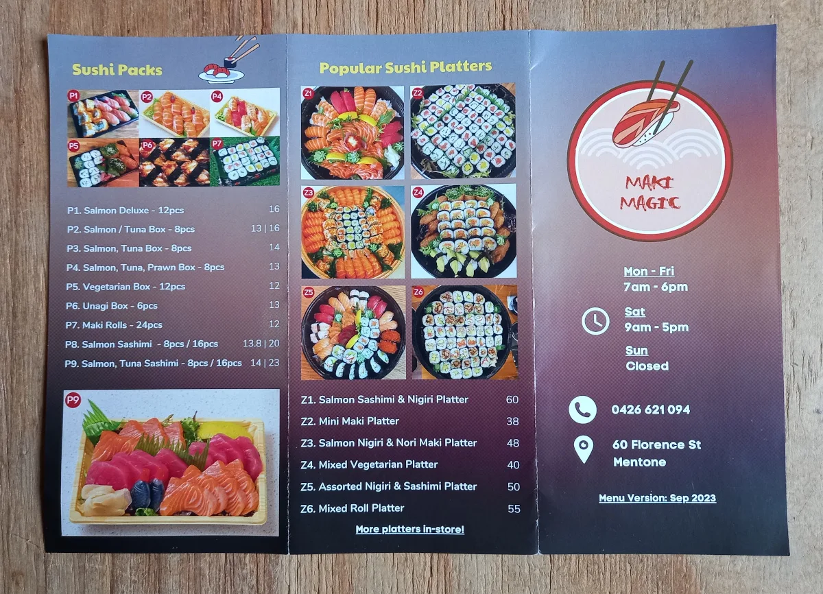 Menu, Maki Magic