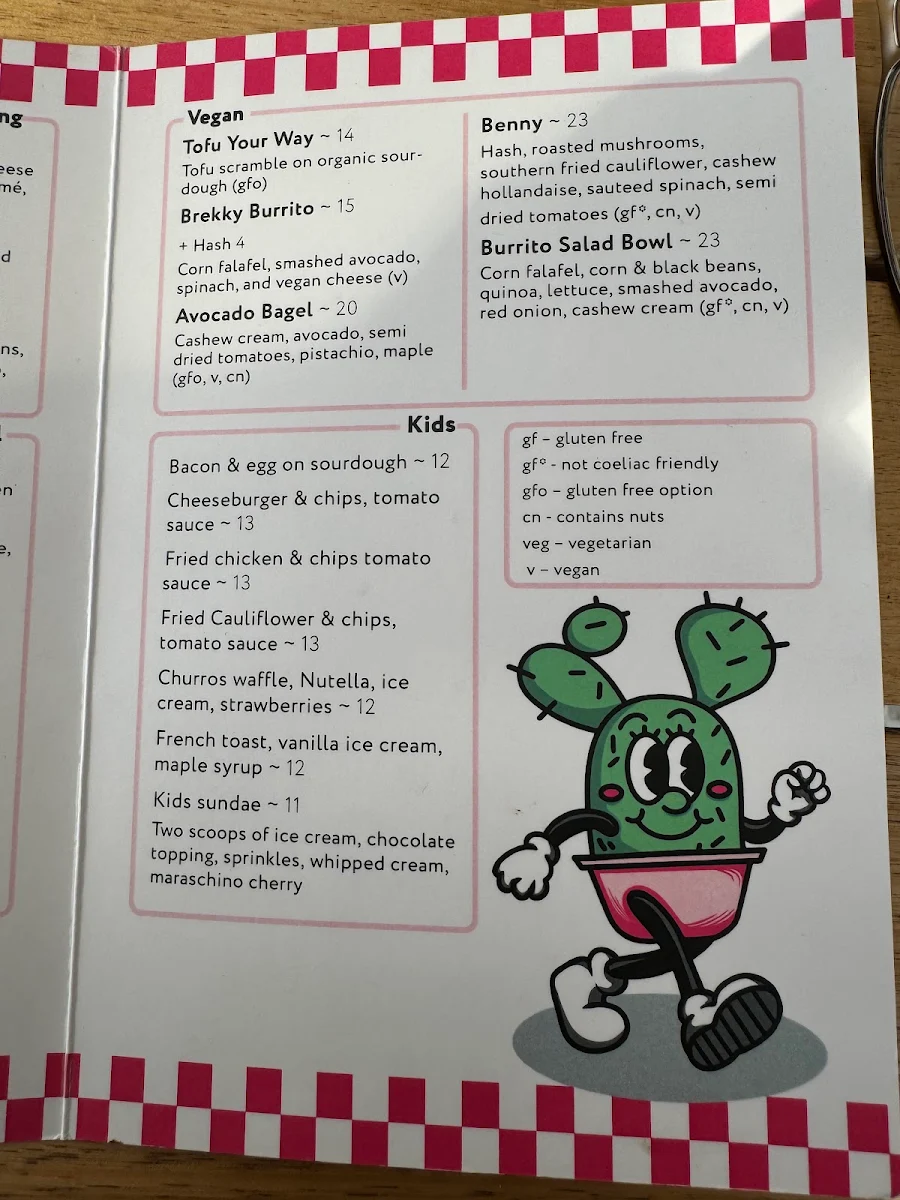 Menu, Maria Cafe