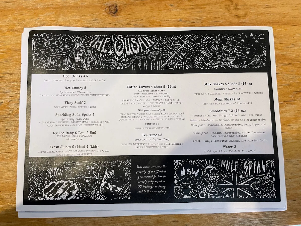 Menu, Moses Barnes