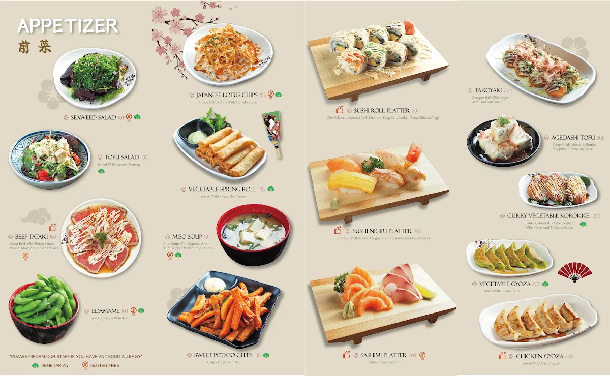 Menu, Oshima Beaumaris All You Can Eat