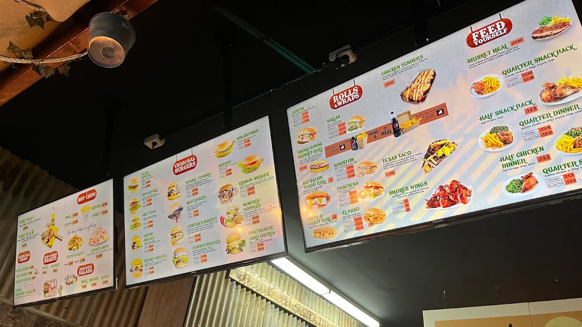Menu, Texas Charcoal Chicken