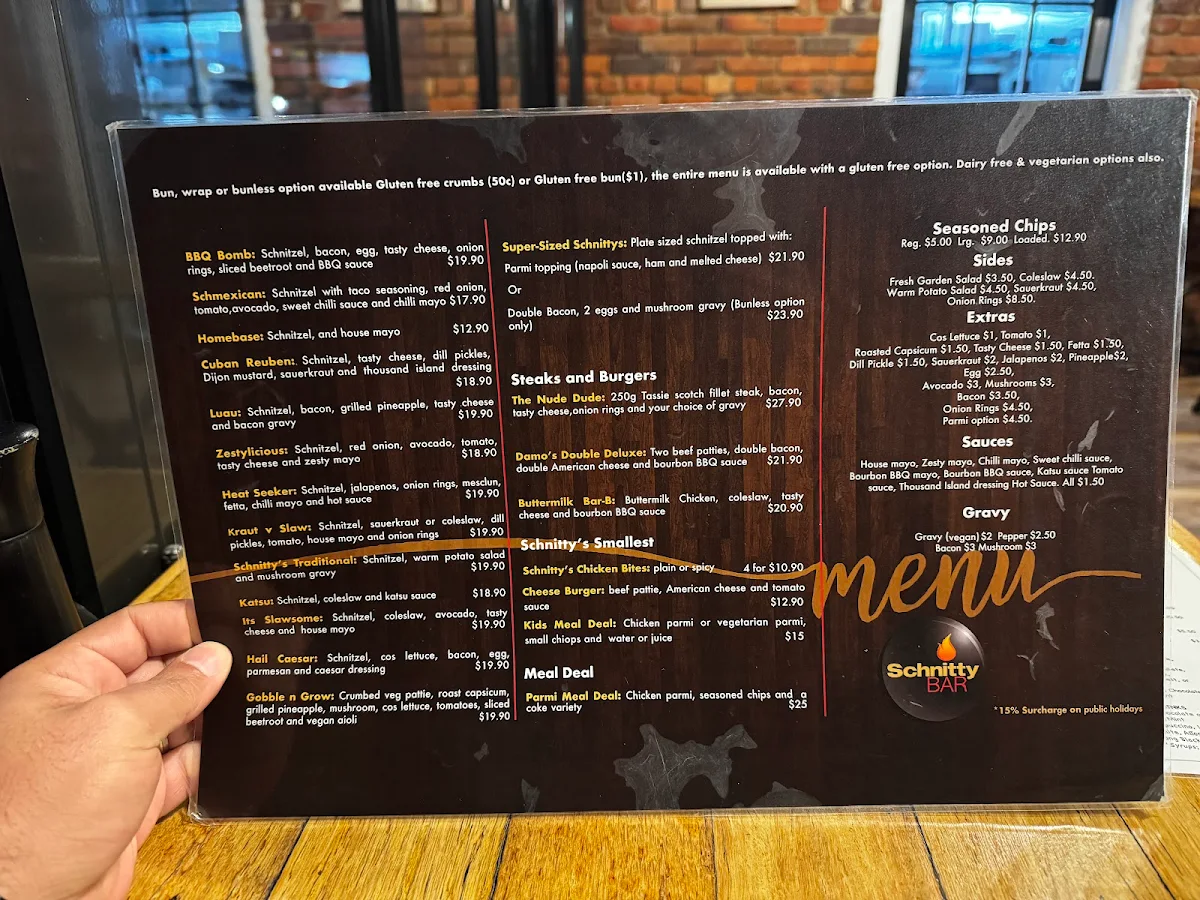 Menu, Schnitty Bar
