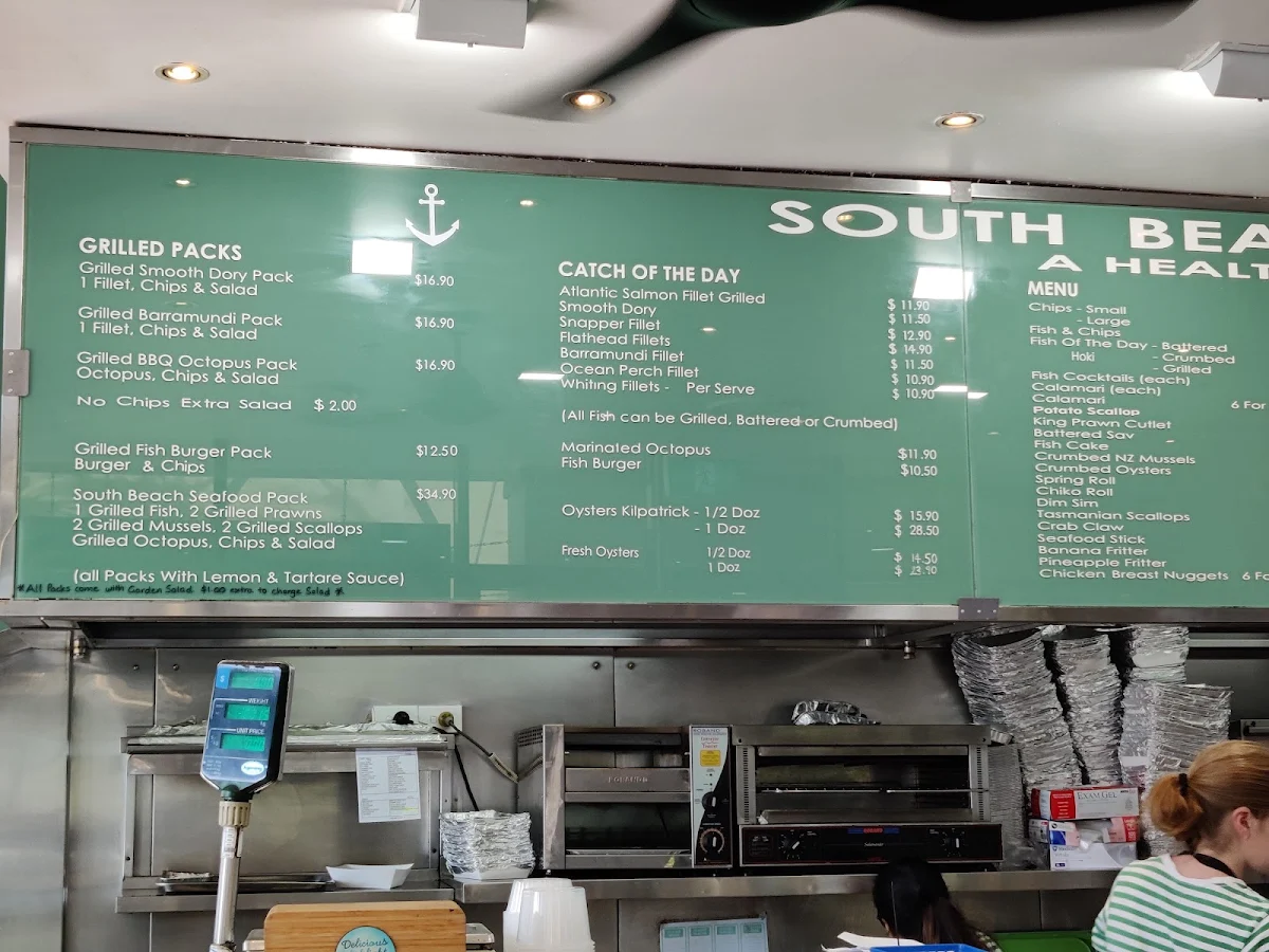 Menu, South Beach Seafood Co Cronulla