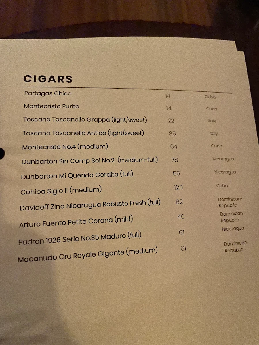 Menu, Bar Torino
