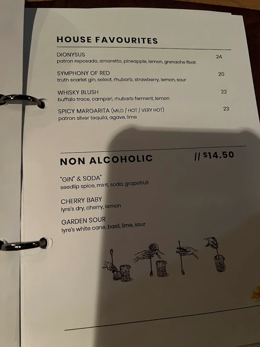 Menu, Bar Torino
