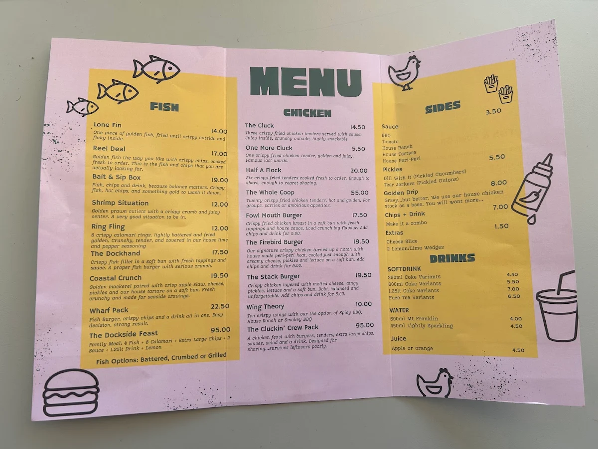 Menu, Fish & Fowl Co