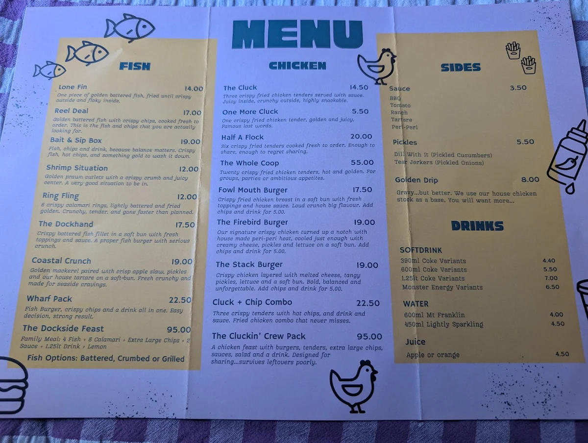 Menu, Fish & Fowl Co