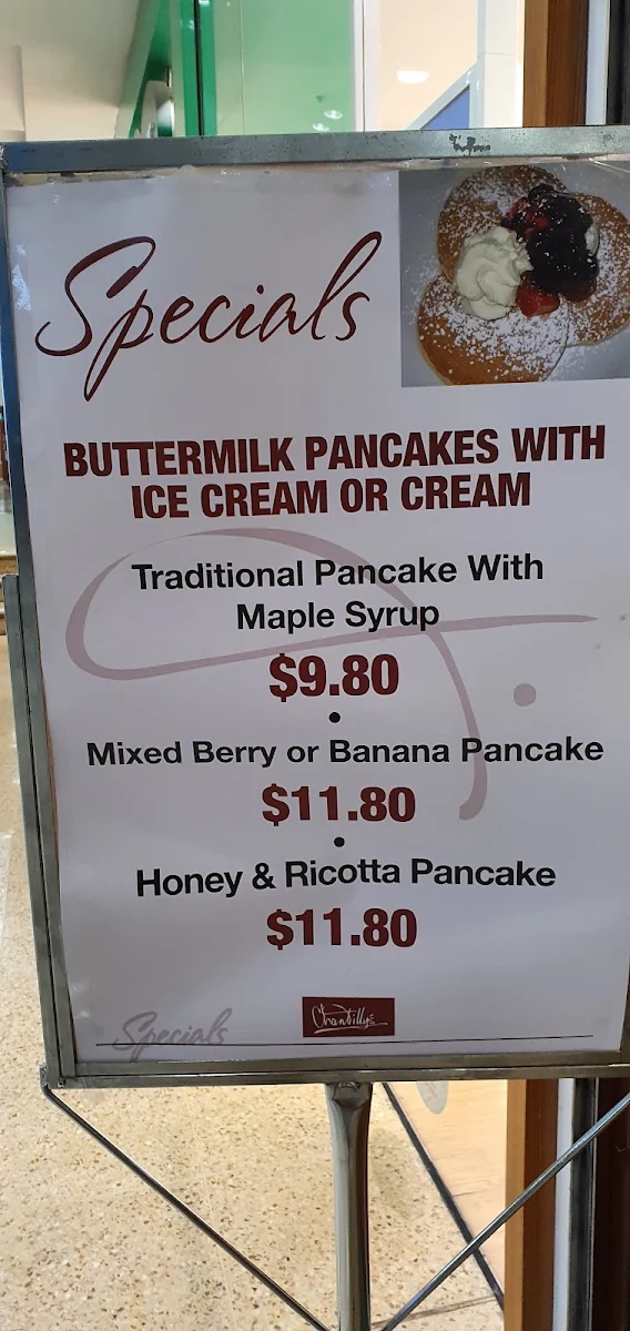 Menu, Chantilly's Coffee Lounge