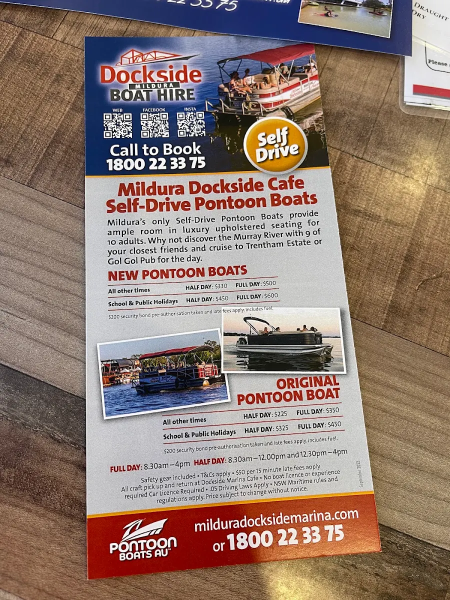 Menu, Dockside Cafe