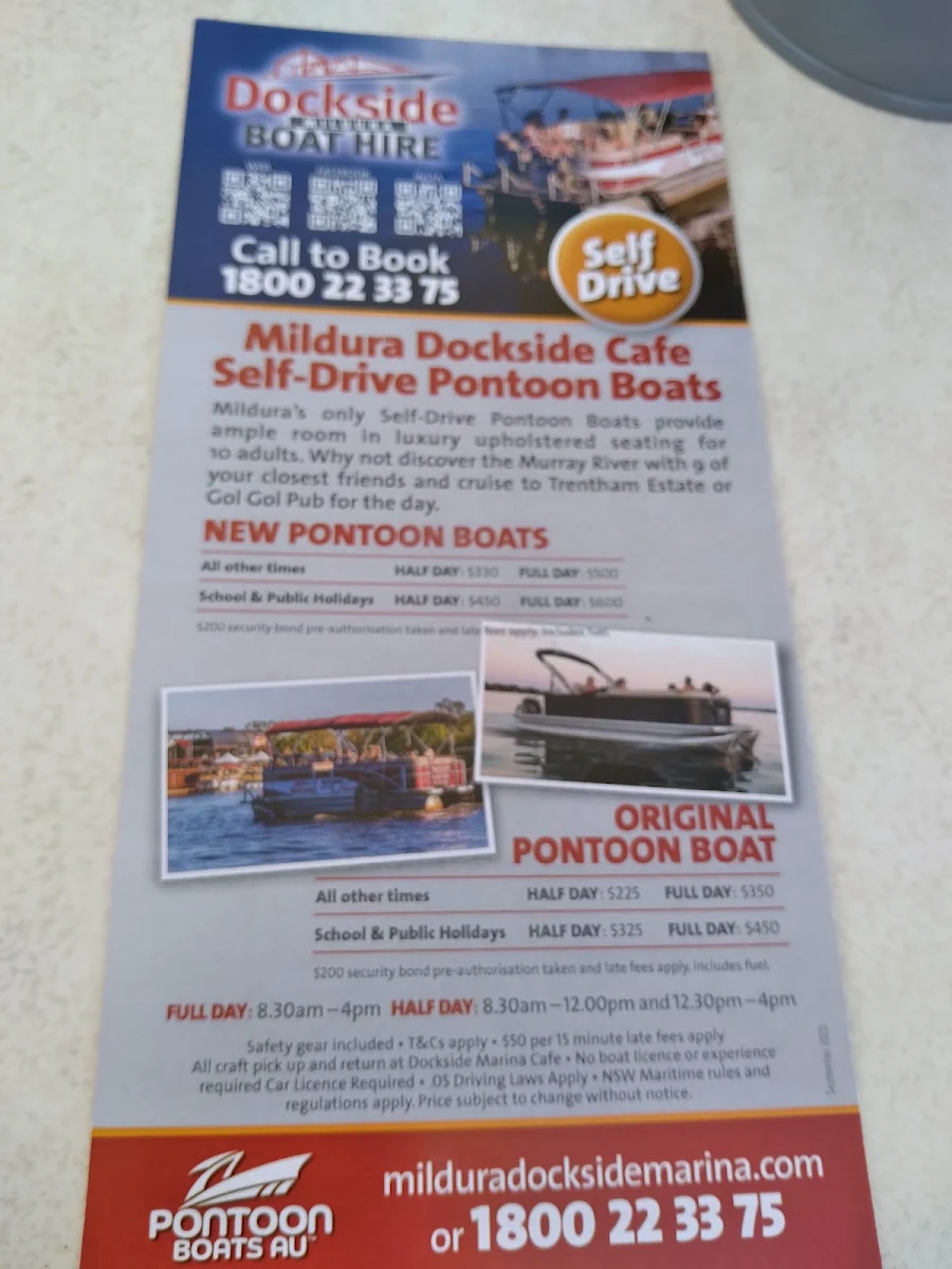Menu, Dockside Cafe