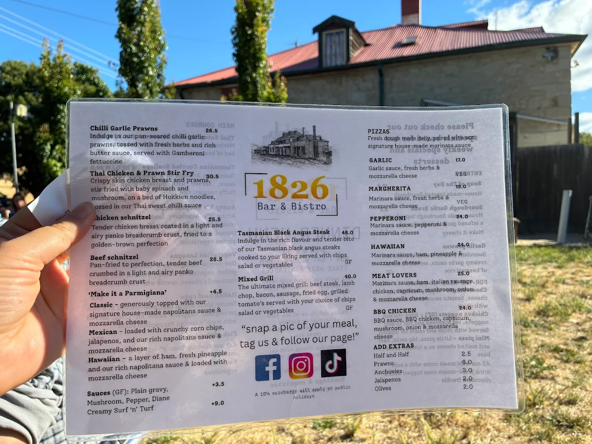 Menu, Hamilton Inn Cafe and Accommodation