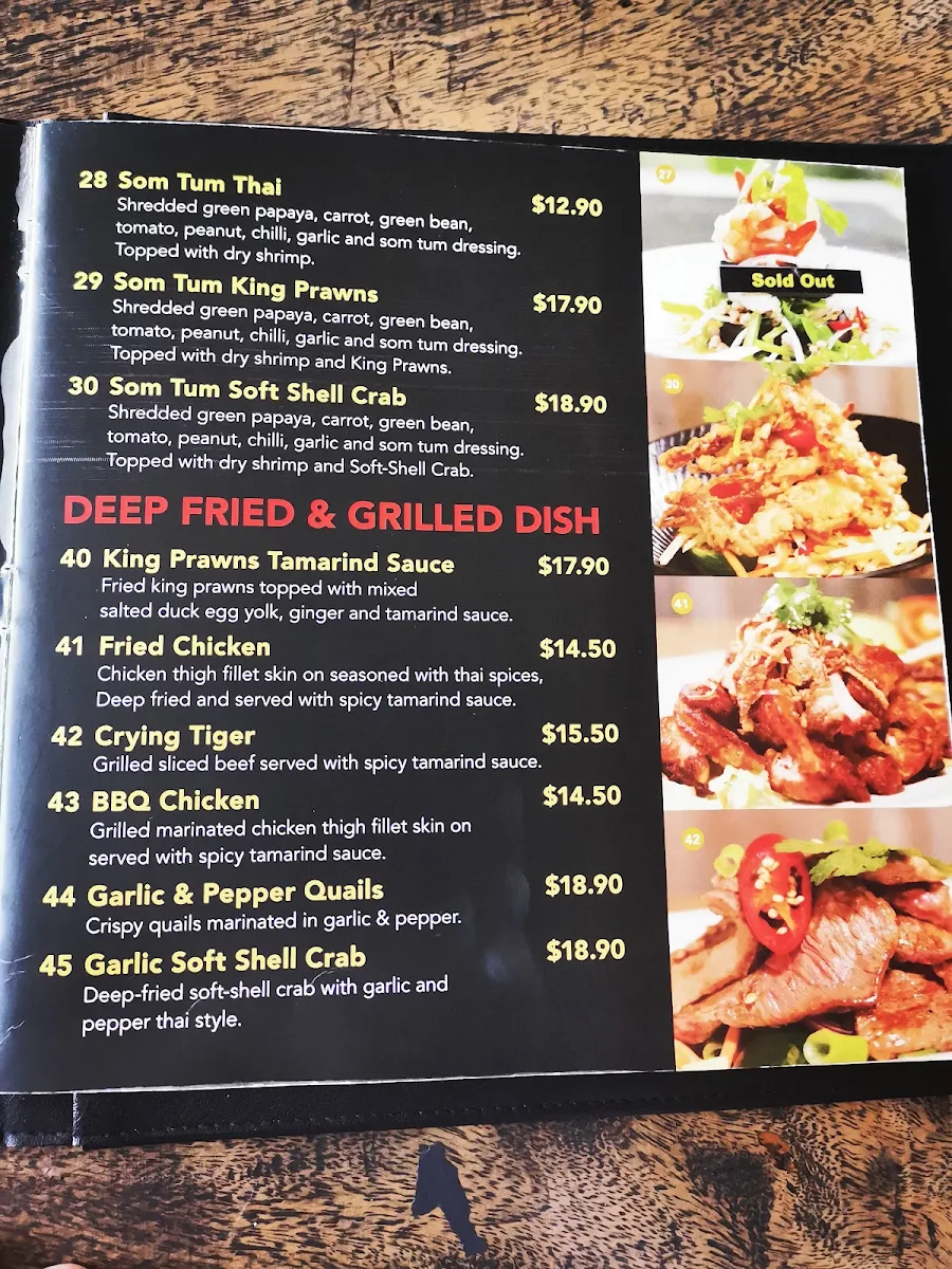 Menu, Chao Praya Thai Restaurant