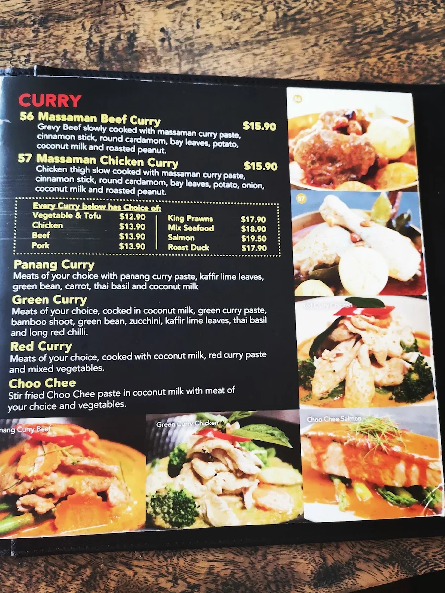 Menu, Chao Praya Thai Restaurant