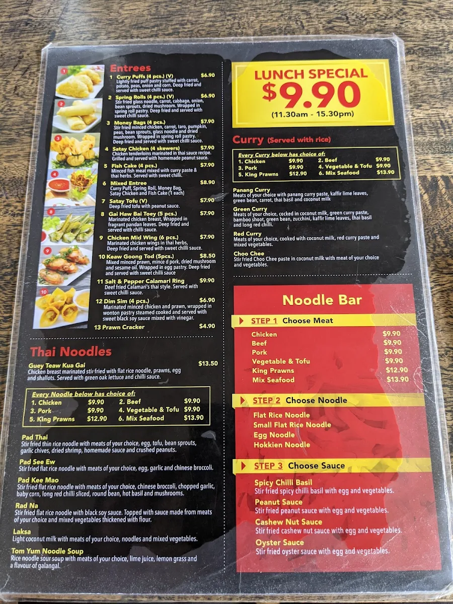 Menu, Chao Praya Thai Restaurant