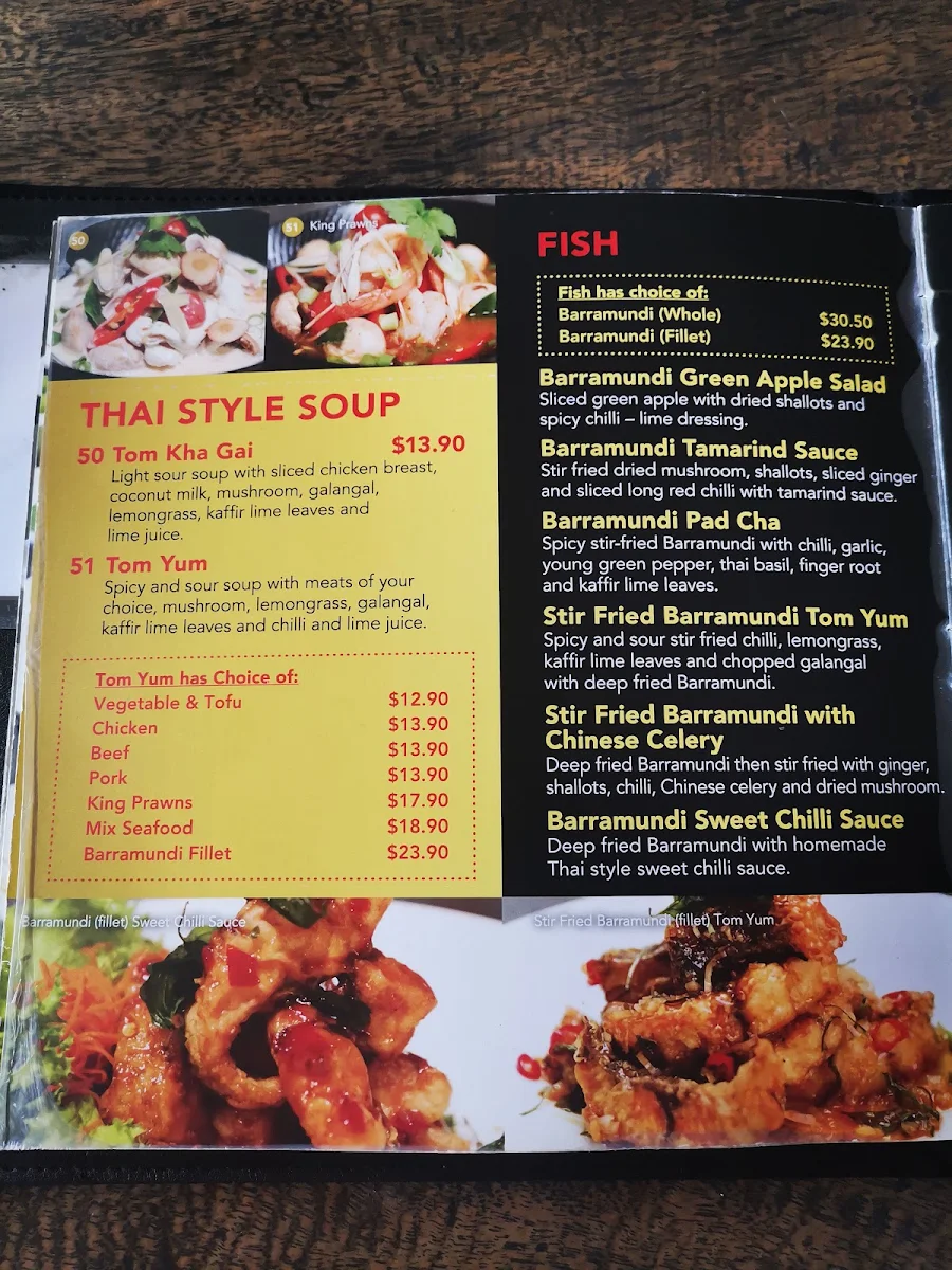 Menu, Chao Praya Thai Restaurant