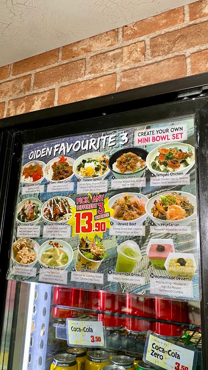 Menu, Oiden Bowl Bar