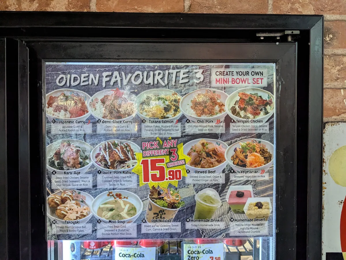 Menu, Oiden Bowl Bar