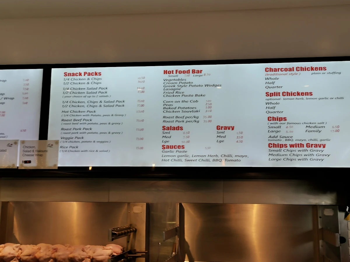 Menu, Campsie Charcoal Chicken
