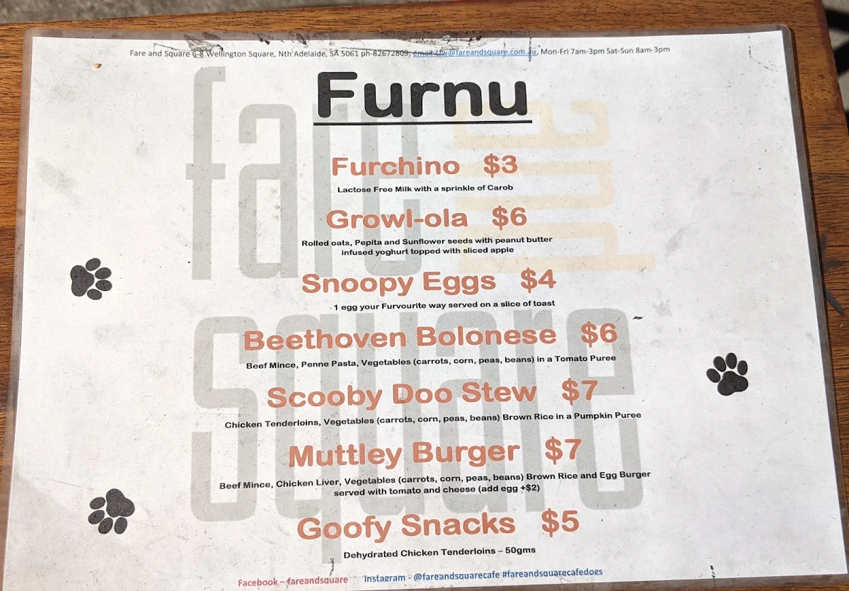 Menu, Fare Square