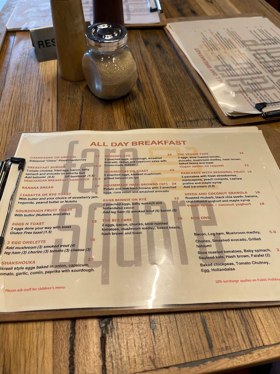 Menu, Fare Square