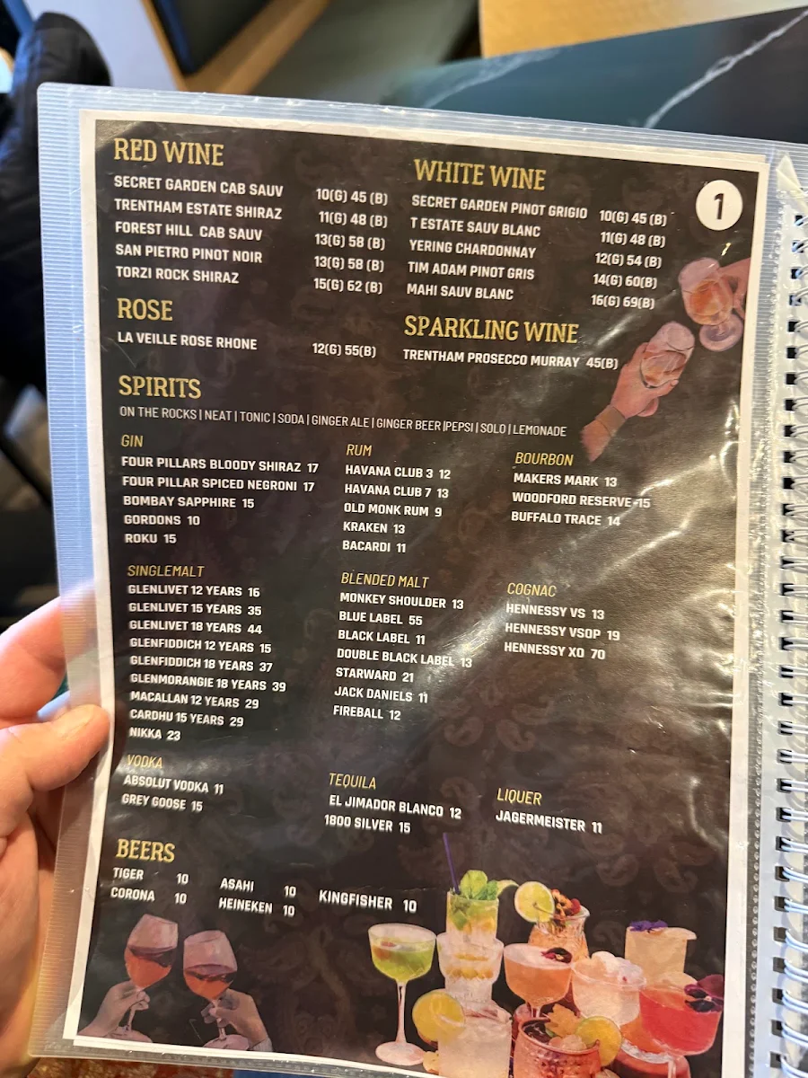 Menu, Villas Restaurant & Bar