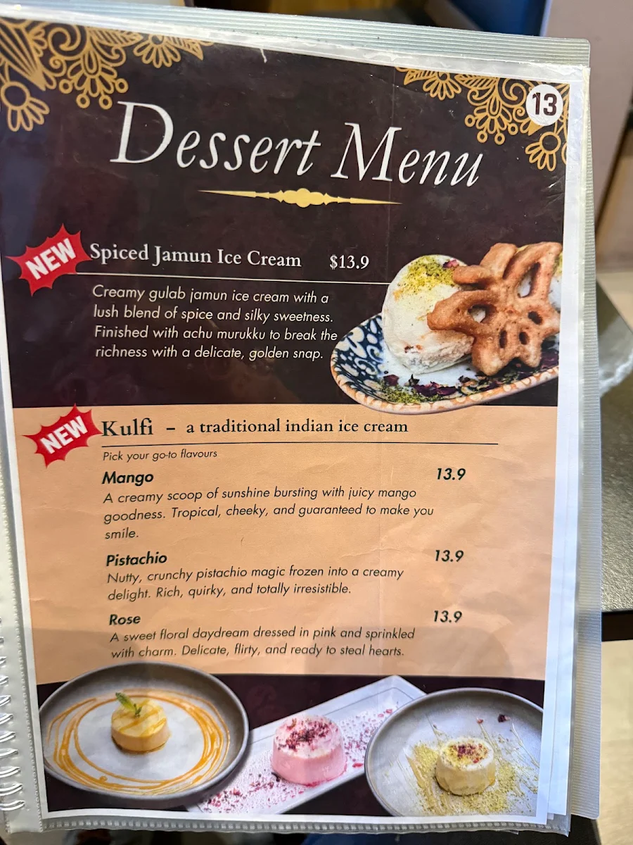Menu, Villas Restaurant & Bar