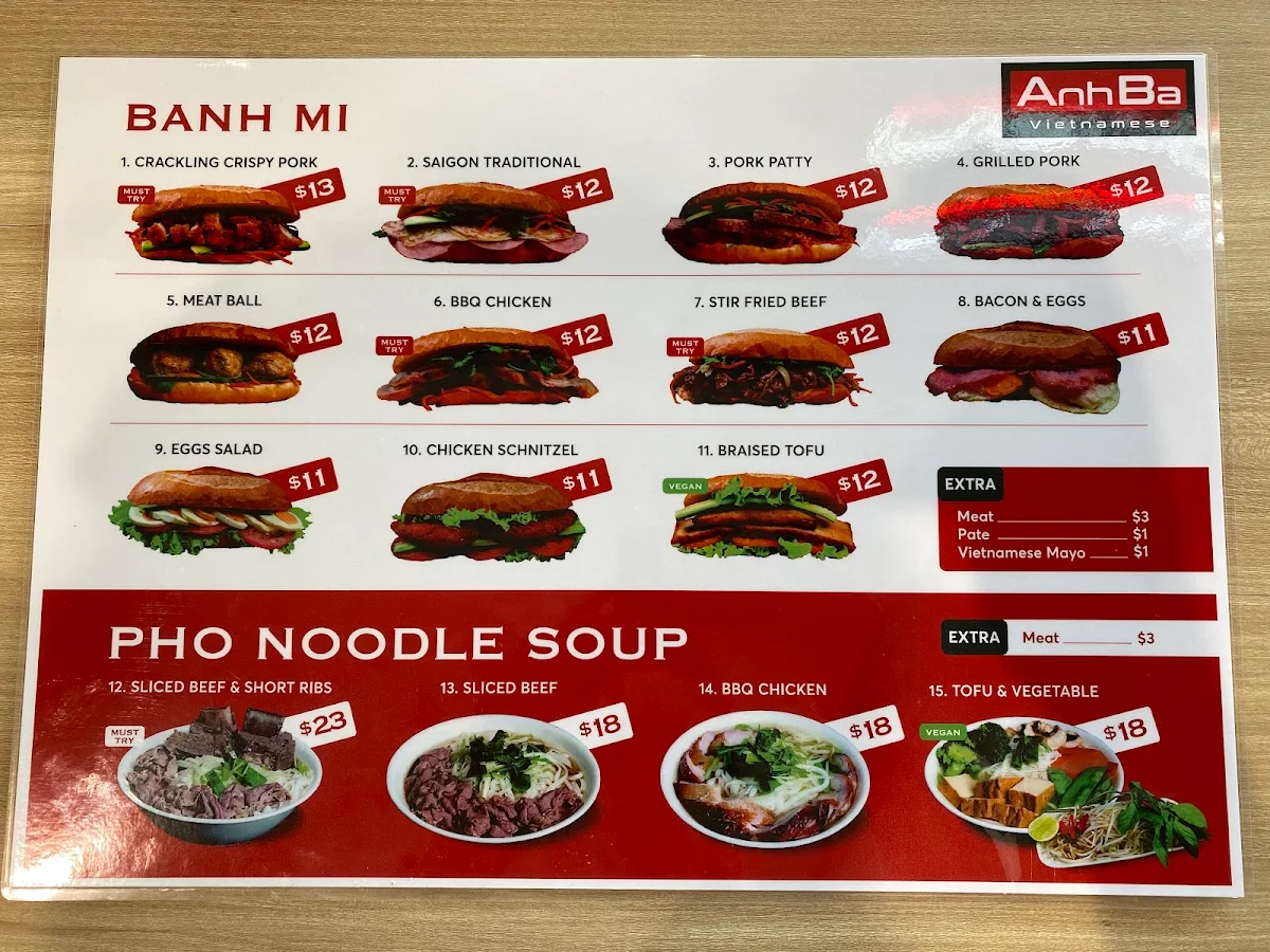 Menu, Anh Ba Vietnamese
