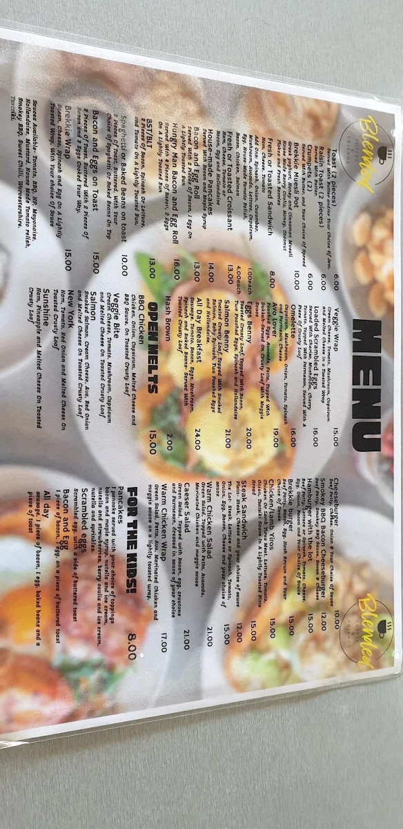 Menu, Blended Cafe