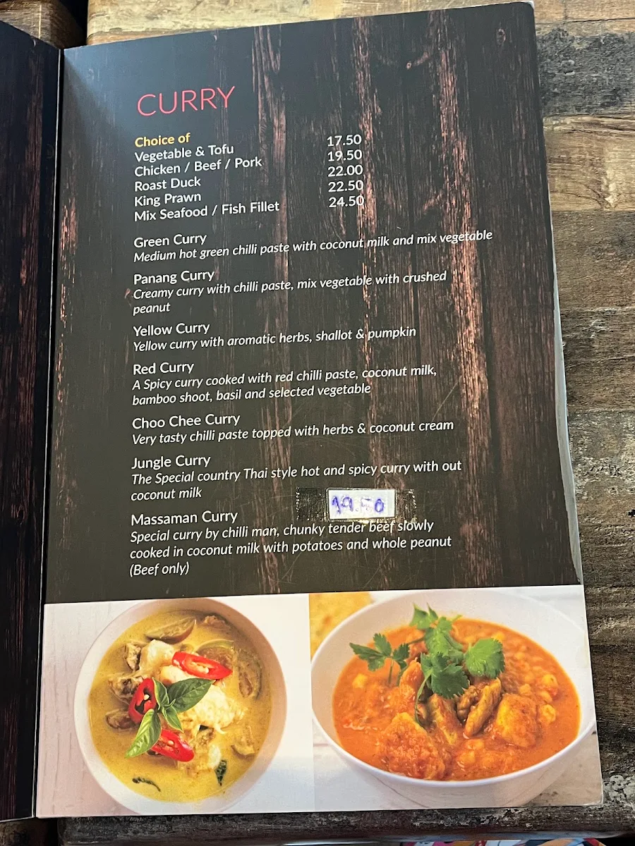 Menu, Chili Man Thai