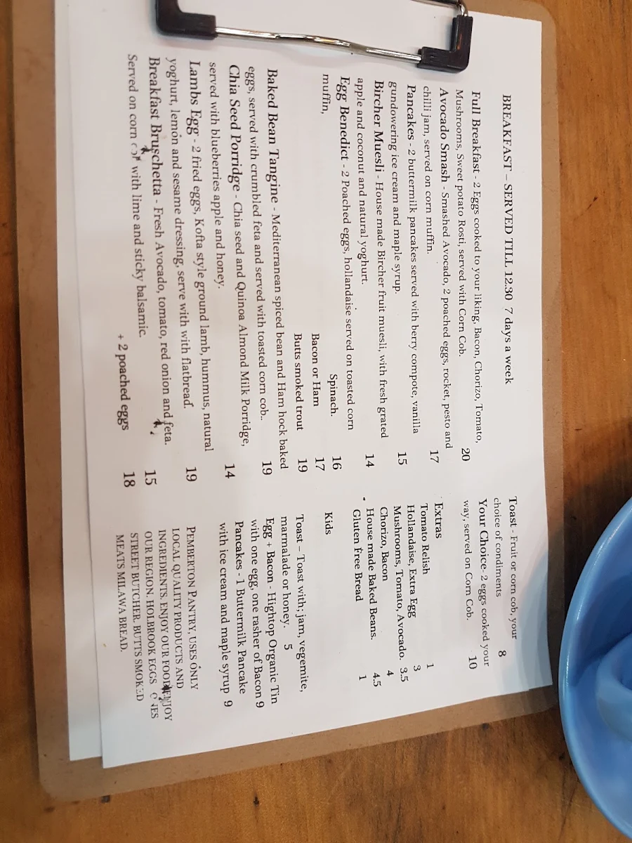 Menu, Pemberton Pantry