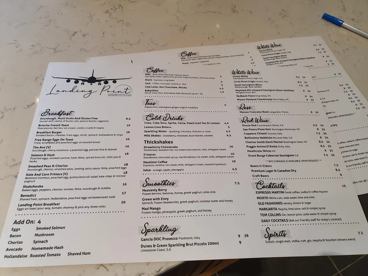 Menu, Landing Point woodfired Pizza & Bar Williams landing